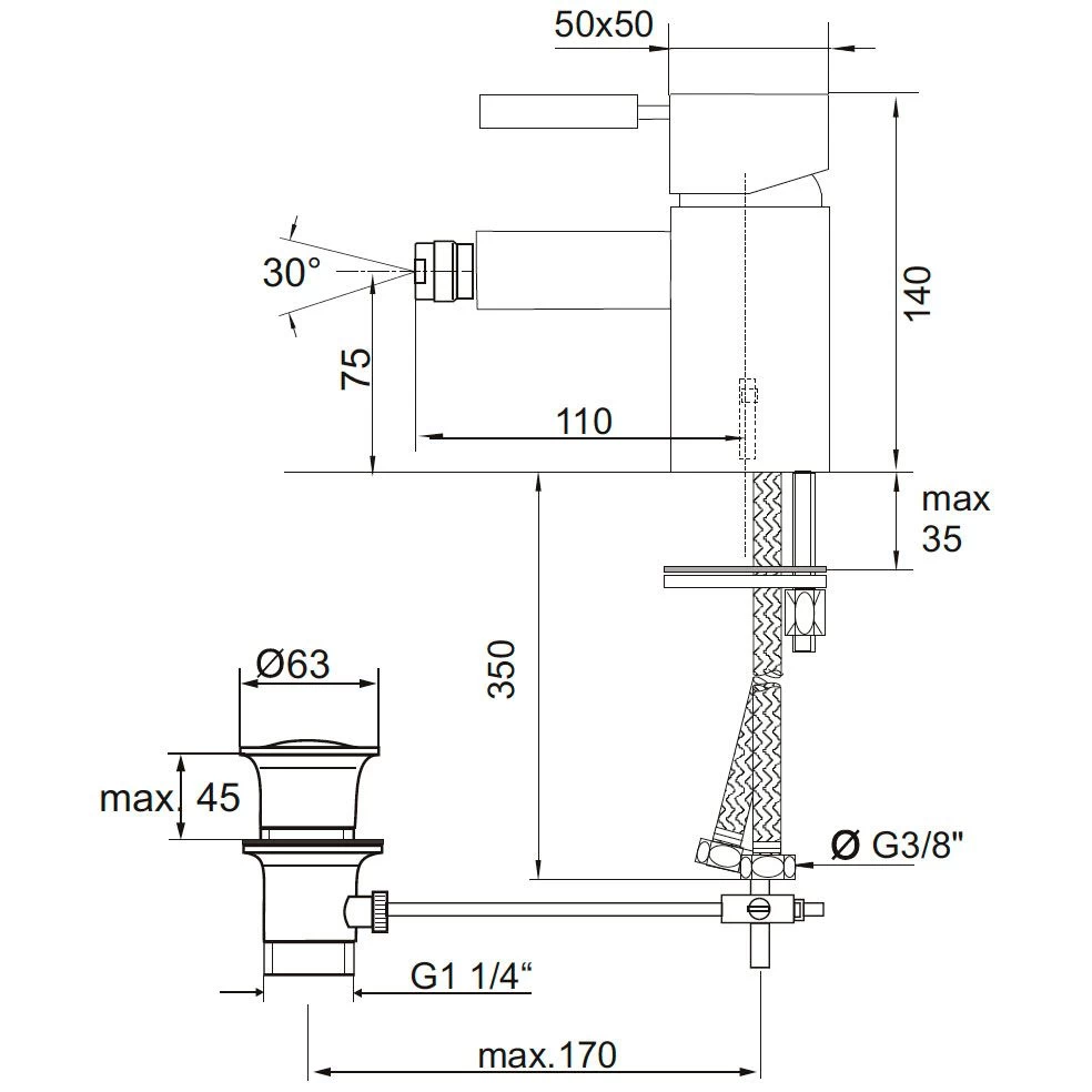 Kaja Aquadrat Einhand Bidetarmatur 1 Kaja Aquadrat Einhand Bidetarmatur