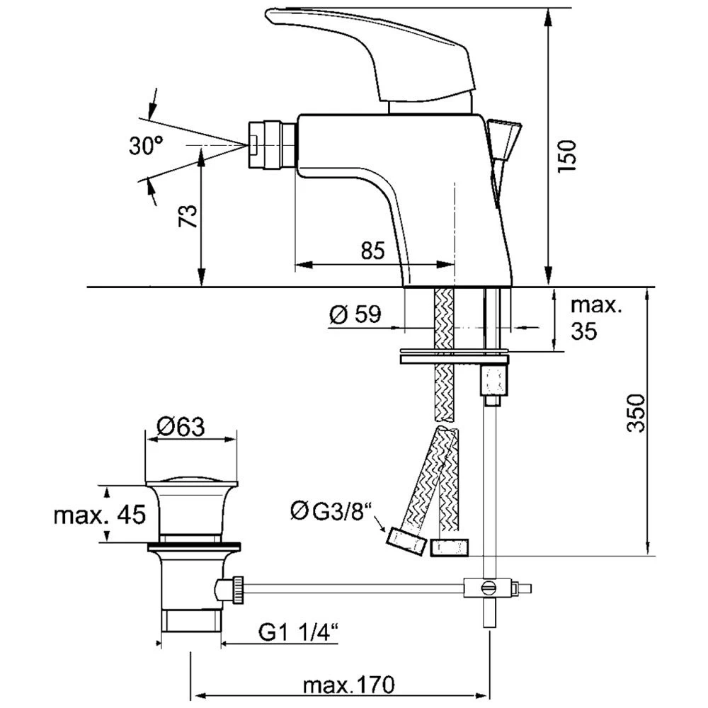 Kaja MIX Einhand-Bidetarmatur Mit Ablaufgarnitur 2 Kaja MIX Einhand-Bidetarmatur Mit Ablaufgarnitur – Bild 2