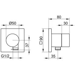 Keuco IXMO 2-Wege Umstellventil Mit Schlauchanschluss UP DN15 Eckig