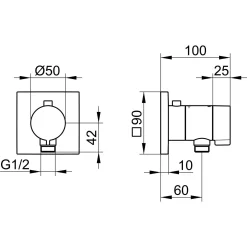 Keuco IXMO_solo UP Thermostatarmatur Mit Schlauchanschluss, Eckig