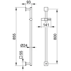 Keuco IXMO Brausestange Eckig 85,5 Cm
