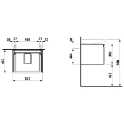 LAUFEN Pro S Waschtischunterbau 57 Cm Mit 1 Auszug