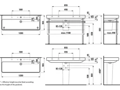 LAUFEN Pro S Waschtisch 120 Cm Unterbaufähig Ohne Hahnloch, Mit Überlauf