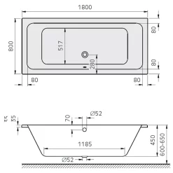 Architekt Plana Duo Badewanne 180 X 80 Cm -Badmöbel Verkauf hersteller megabad sortiment badewannen architekt rechteckbadewannen 1016727