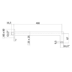 House Brausearm Eckig Für Wandmontage 40 Cm
