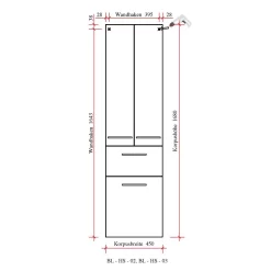 Pelipal Balto Hochschrank 45 X 33 X 168 Cm, Mit 3 Drehtüren Anschlag Rechts, Griff A2 -Badmöbel Verkauf hersteller pelipal balto hoch und seitenschranke pelipal balto hochschrank 45 x 33 x 168 cm mit 3 drehturen anschlag links griff a2 kopie 2752675