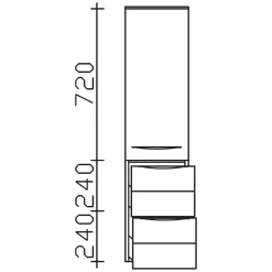 Pelipal Serie 6025 (Solitaire) Midischrank 45 X 33 X 121 Cm Mit 1 Drehtür, 2 Auszüge, Griff H1, Anschlag Rechts -Badmöbel Verkauf hersteller pelipal solitaire 6025 seitenschraenke griff 1409240