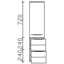 Pelipal Serie 6025 (Solitaire) Midischrank 30 X 33 X 121 Cm, 2 Auszüge, 1 Drehtür, Griff GL, Anschlag Rechts -Badmöbel Verkauf hersteller pelipal solitaire 6025 seitenschraenke griffleiste 1472432