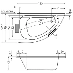 Repabad Sydney 150 Rechts Eck-Badewanne