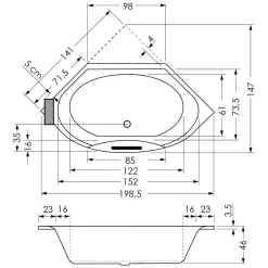Repabad Taurus 140 OE Eck-Badewanne