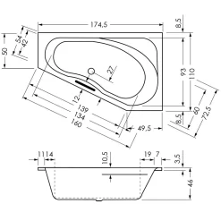 Repabad Tika Raumspar-Badewanne 175 X 110 Cm, Ausführung Links