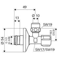 Schell Eckregulierventil Comfort, Entzinkungsbeständig G 1/2"