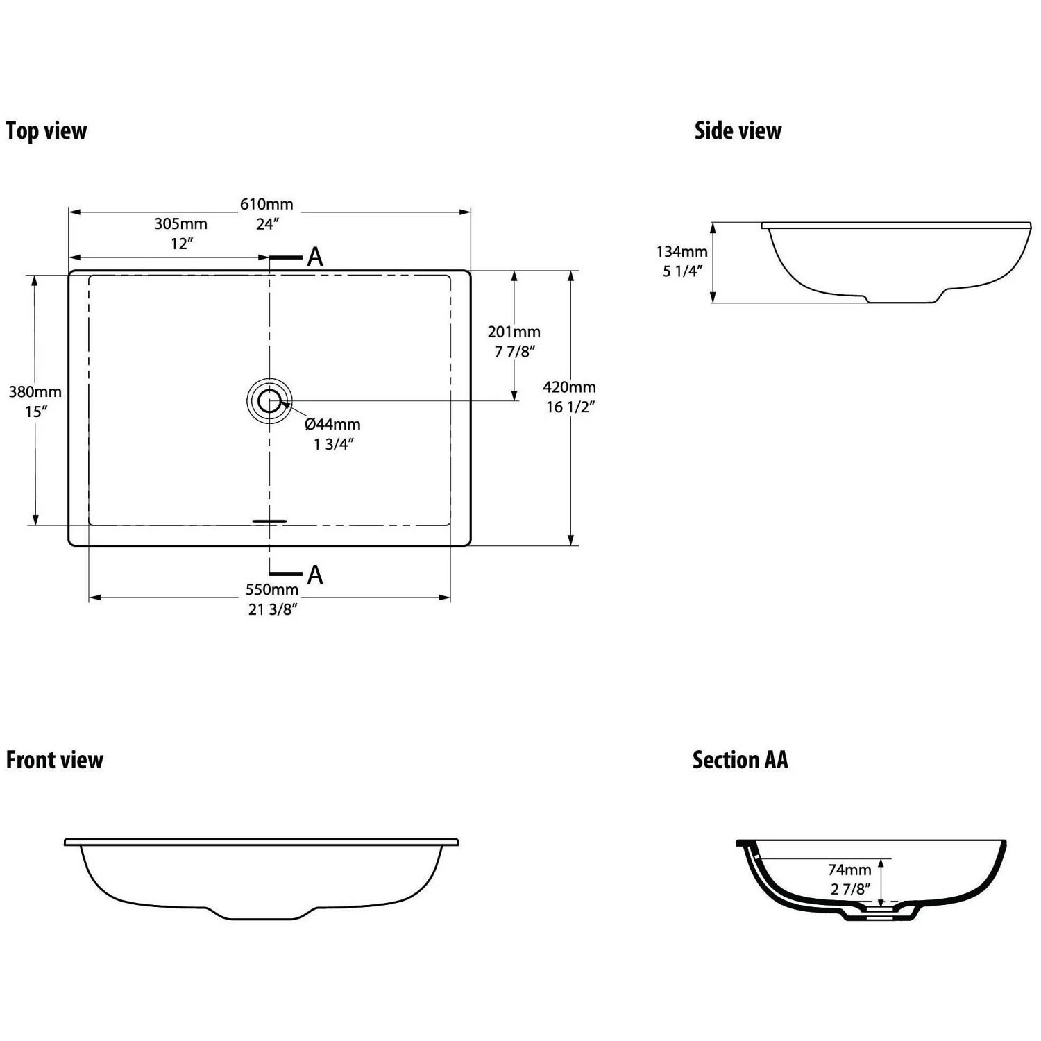 Victoria & Albert Kaldera Einbau-Waschbecken, 62 Cm 3 Victoria & Albert Kaldera Einbau-Waschbecken, 62 Cm – Bild 3