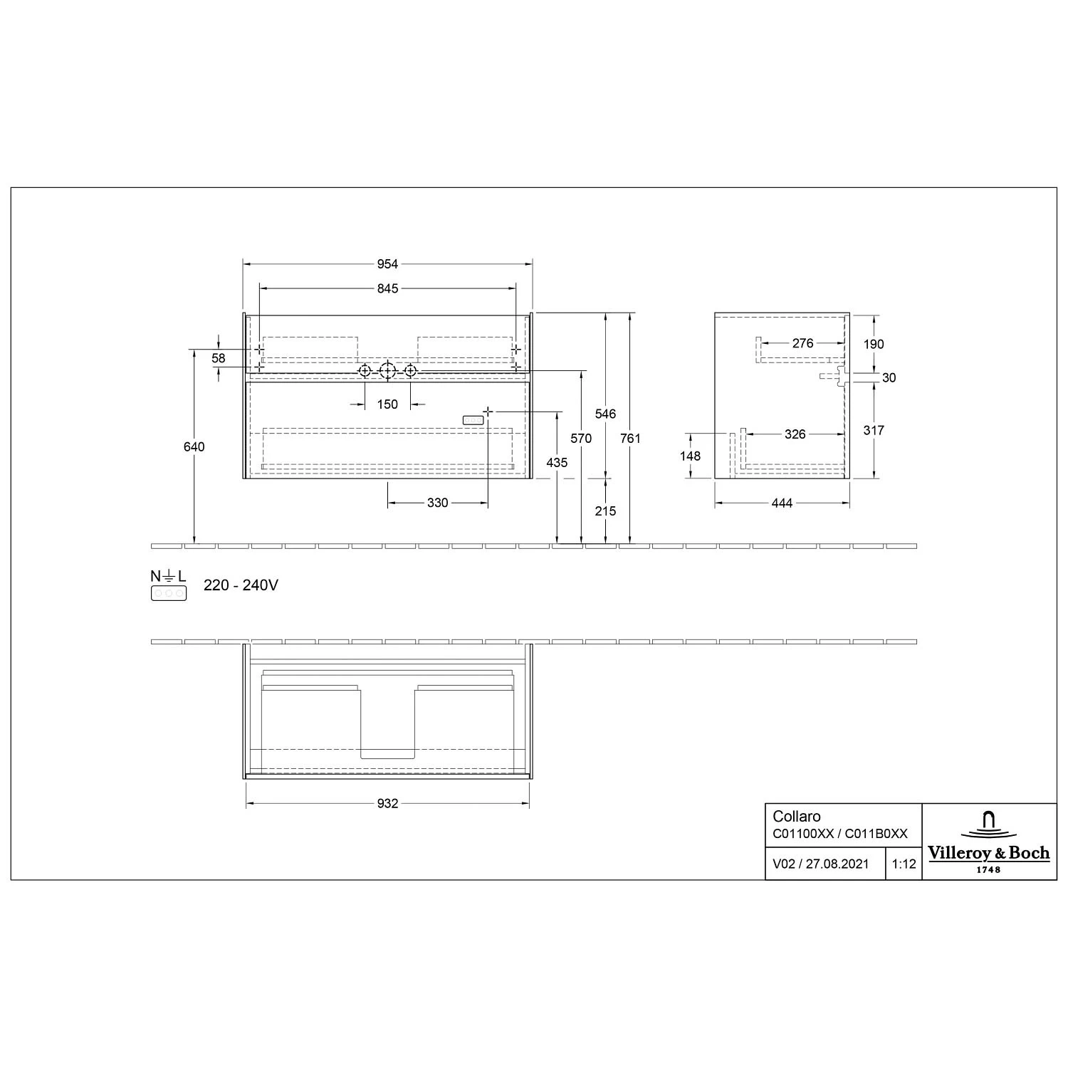 Villeroy & Boch Collaro Waschtischunterschrank 95,4 X 54,6 Cm Mit 2 Auszügen 4 Villeroy & Boch Collaro Waschtischunterschrank 95,4 X 54,6 Cm Mit 2 Auszügen – Bild 4