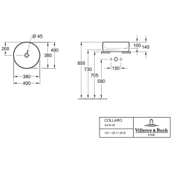 Villeroy & Boch Collaro Aufsatzwaschtisch 40 Cm Rund Ohne Überlauf, Ohne Hahnloch -Badmöbel Verkauf hersteller villeroy boch collaro waschtisch aufsatzwaschtisch 2518618