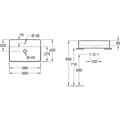 Villeroy & Boch Memento 2.0 Aufsatzwaschtisch 60 Cm Mit Hahnloch, Ohne Überlauf 7 Villeroy & Boch Memento 2.0 Aufsatzwaschtisch 60 Cm Mit Hahnloch, Ohne Überlauf -Badmöbel Verkauf hersteller villeroy boch memento 2 waschtisch 1361522