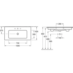 Villeroy & Boch Venticello Schrankwaschtisch 100 X 50 Cm, Ohne Hahnloch Mit Überlauf -Badmöbel Verkauf hersteller villeroy boch venticello waschtische schrankwaschtisch 1304224