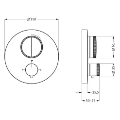 Herzbach DEEP BLACK Unterputz Thermostat PUSH Round Für 2 Verbraucher