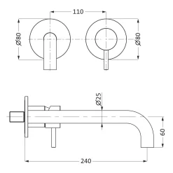Herzbach DEEP IX Waschtisch-Unterputzbatterie, Auslauf 24 Cm