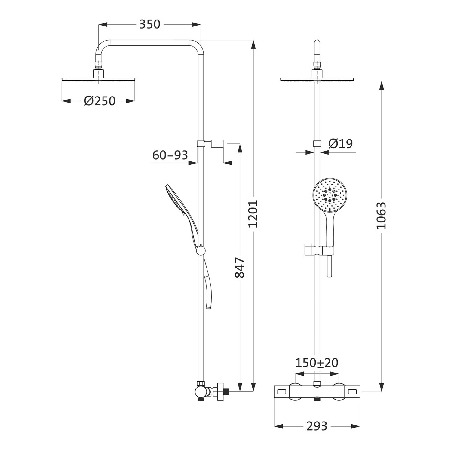 Herzbach DEEP WHITE Duschsäule Mit Brause-Aufputz-Thermostat Mit Handbrause 1 Herzbach DEEP WHITE Duschsäule Mit Brause-Aufputz-Thermostat Mit Handbrause
