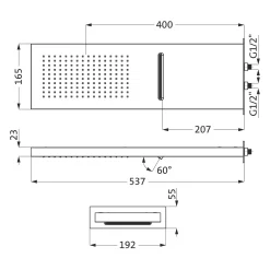 Herzbach DEEP WHITE Regenbrause Multifunktion 2, 53,7 X 16,5 Cm