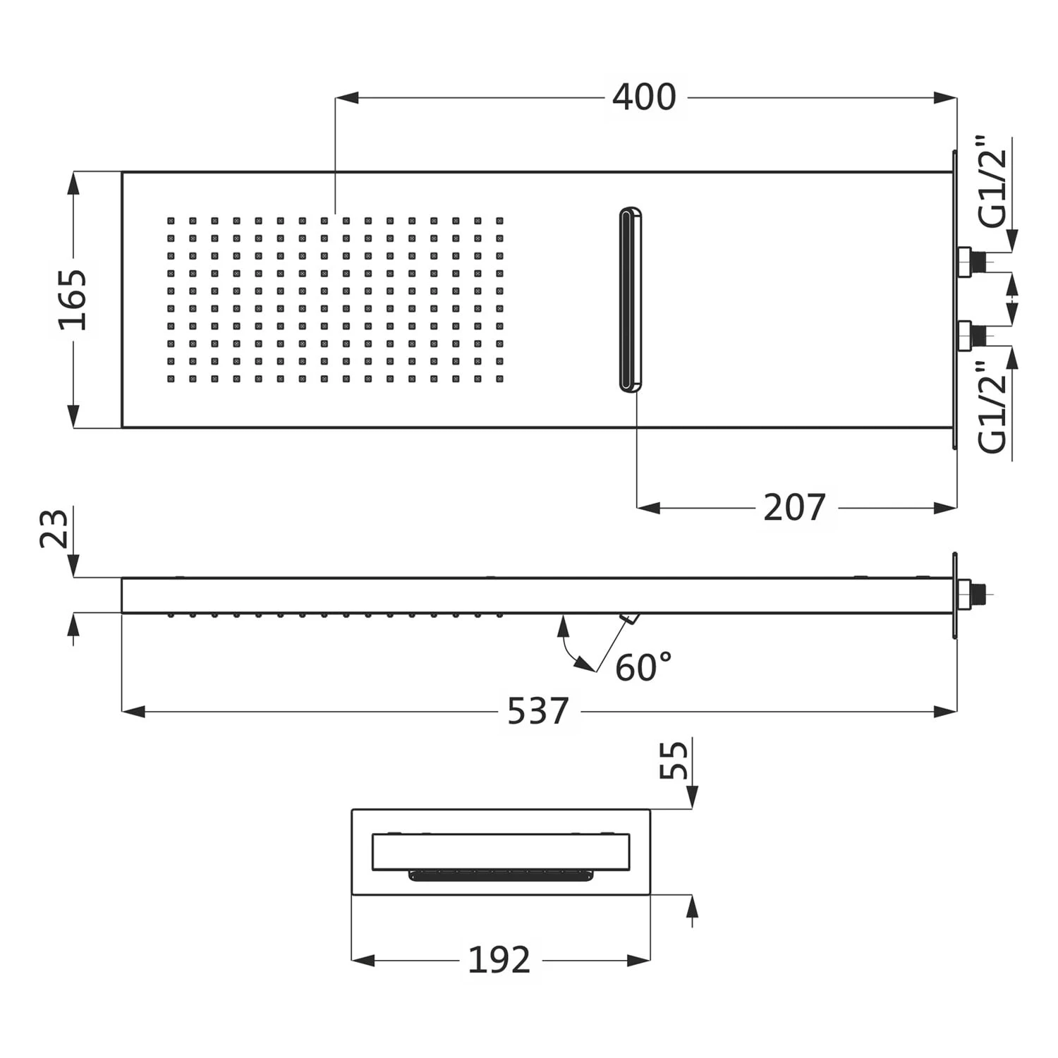 Herzbach DEEP WHITE Regenbrause Multifunktion 2, 53,7 X 16,5 Cm 1 Herzbach DEEP WHITE Regenbrause Multifunktion 2, 53,7 X 16,5 Cm