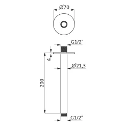 Herzbach DEEP WHITE Deckenarm Für Regenbrause Seven Round 20 Cm