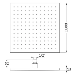 Herzbach DESIGN IX PVD COPPER STEEL Regenbrause Square 30 X 30 Cm