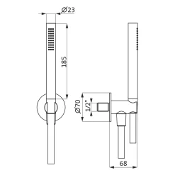 Herzbach DESIGN IX PVD COPPER STEEL Wannenset Mit Konushalter Und Integr. Brauseanschlussbogen Seven Round 160 Cm