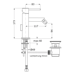 Herzbach NANO Bidet-Einlochbatterie
