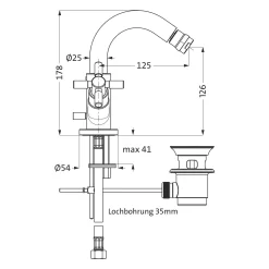 Herzbach STILO Bidet-Einlochbatterie Mit Ablaufgarnitur