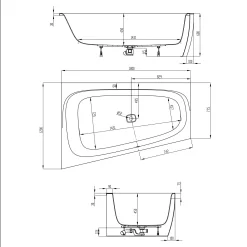 Hoesch ISensi Monoblock-Badewanne Rechts 180 X 140 Cm Mit Überlaufschlitz Und Überlaufgarnitur (Klick / Klack)