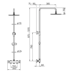HSK Shower-Set Modell RS 200 Mix, Kopfbrause Flach, Rund 25 Cm -Badmöbel Verkauf hsk spiegelschraenke duschpaneele shower set modell 2947681