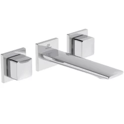 Ideal Standard Conca Wand-Waschtischarmatur, Mit 3 Rosetten Eckig, Auslauf 18 Cm