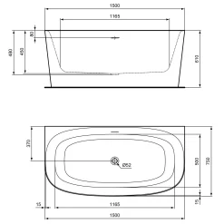Ideal Standard Dea D-Form-Badewanne 150 X 75 Cm -Badmöbel Verkauf ideal standard badewannen form 150 x 12502492