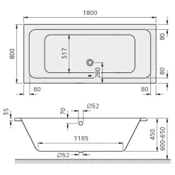 Kronenbach Cube Duo-Badewanne 180 X 80 Cm -Badmöbel Verkauf kronenbach badewannen cube duo 180 x 4038941