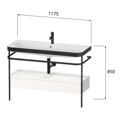 Duravit Happy D.2 Plus C-bonded Waschtisch Mit 1 Hahnloch, 117,5 X 49 Cm, Mit 1 Schubkasten, Mit Zusatzmodul "E"