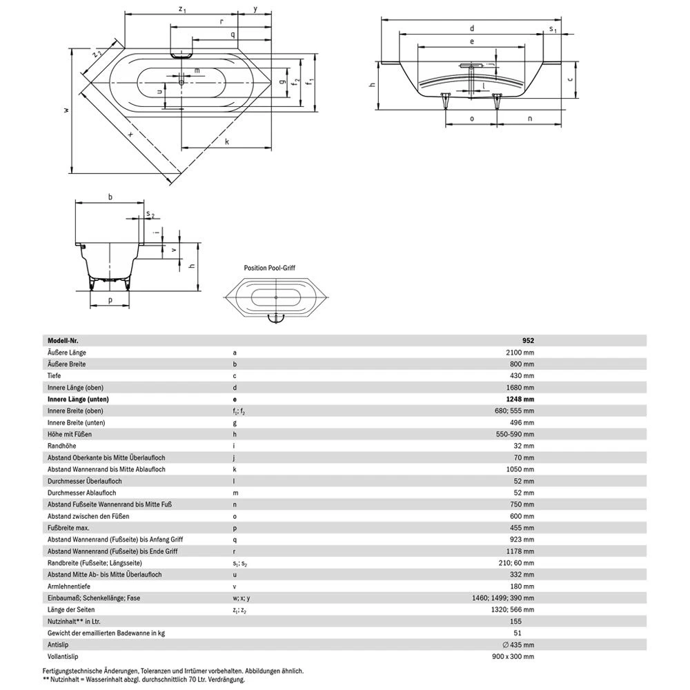 Kaldewei Vaio Duo 6 Sechseckbadewanne 952 Mit Griffbohrung, Vollantislip 1 Kaldewei Vaio Duo 6 Sechseckbadewanne 952 Mit Griffbohrung, Vollantislip