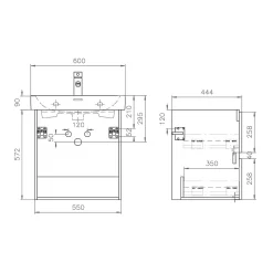 Lodge Waschtischunterschrank 55 Cm Mit 2 Auszügen Für Waschtisch Geberit ICon -Badmöbel Verkauf megabad profi collection badmoebel lodge waschtischunterschraenke 6763513