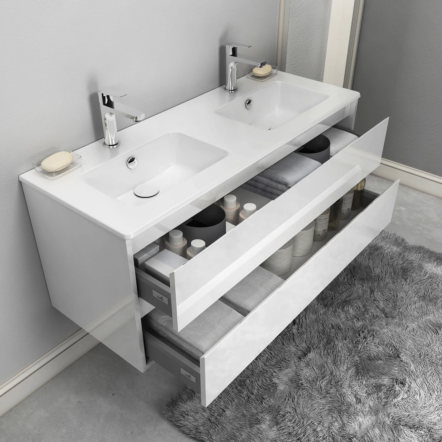 Loft Waschtisch Mit Unterschrank 120 Cm, 2 Auszüge 2 Loft Waschtisch Mit Unterschrank 120 Cm, 2 Auszüge – Bild 2