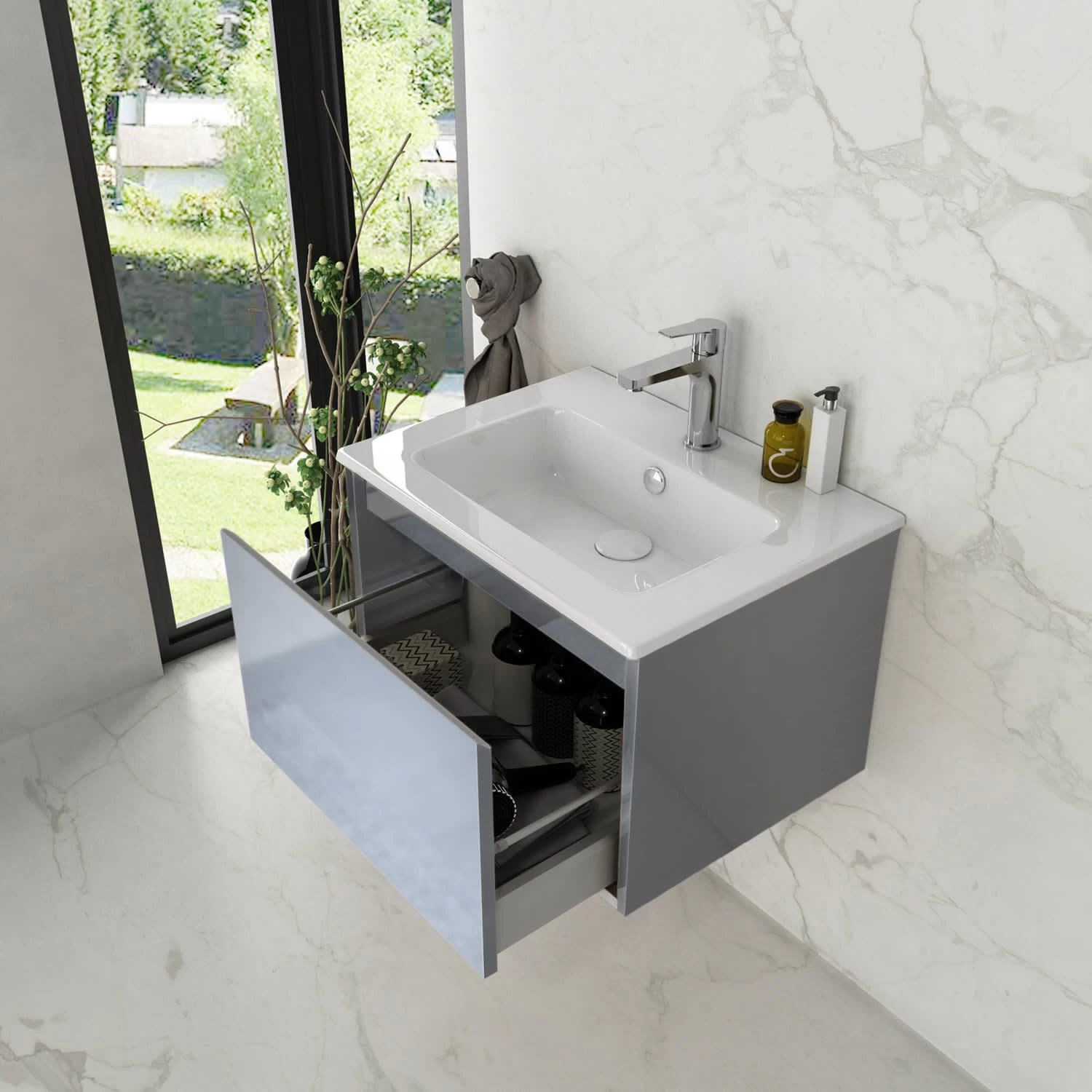 Loft Waschtisch Mit Unterschrank 60 Cm, 1 Auszug 2 Loft Waschtisch Mit Unterschrank 60 Cm, 1 Auszug – Bild 2