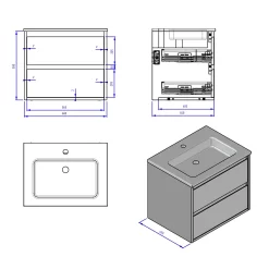 Loft Waschtisch Mit Unterschrank 60 Cm, 2 Auszüge -Badmöbel Verkauf megabad profi collection badmoebel loft waschtischkombination 6122116