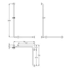 Silver Age System Duschhandlauf 75 X 75 X 120 Cm, Mit Brausestange Links