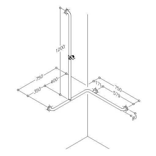 Silver Age System Duschhandlauf 75 X 75 X 120 Cm, Mit Brausestange Mitte Links 2 Silver Age System Duschhandlauf 75 X 75 X 120 Cm, Mit Brausestange Mitte Links – Bild 2