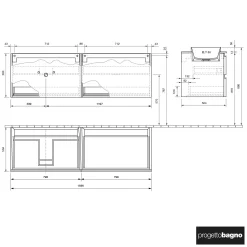 Progettobagno Stresa Unterschrank 160 Cm, Ausführung Links Mit Glasplatte Ohne Hahnlochbohrung Und ELY 60 Einbauwaschtisch -Badmöbel Verkauf progettobagno stresa unterschrank 160 cm links 5751850