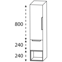 Puris Aspekt Mittelschrank 40 Cm Mit 1 Tür, Anschlag Links, 1 Einschubregal In Schwarz Unten, 1 Auszug, Griff 329