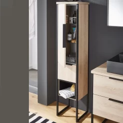 Puris Aspekt Mittelschrank 30 Cm Mit 1 Tür, Anschlag Rechts, 1 Einschubregal In Weiß Unten, 1 Auszug, Griff 339