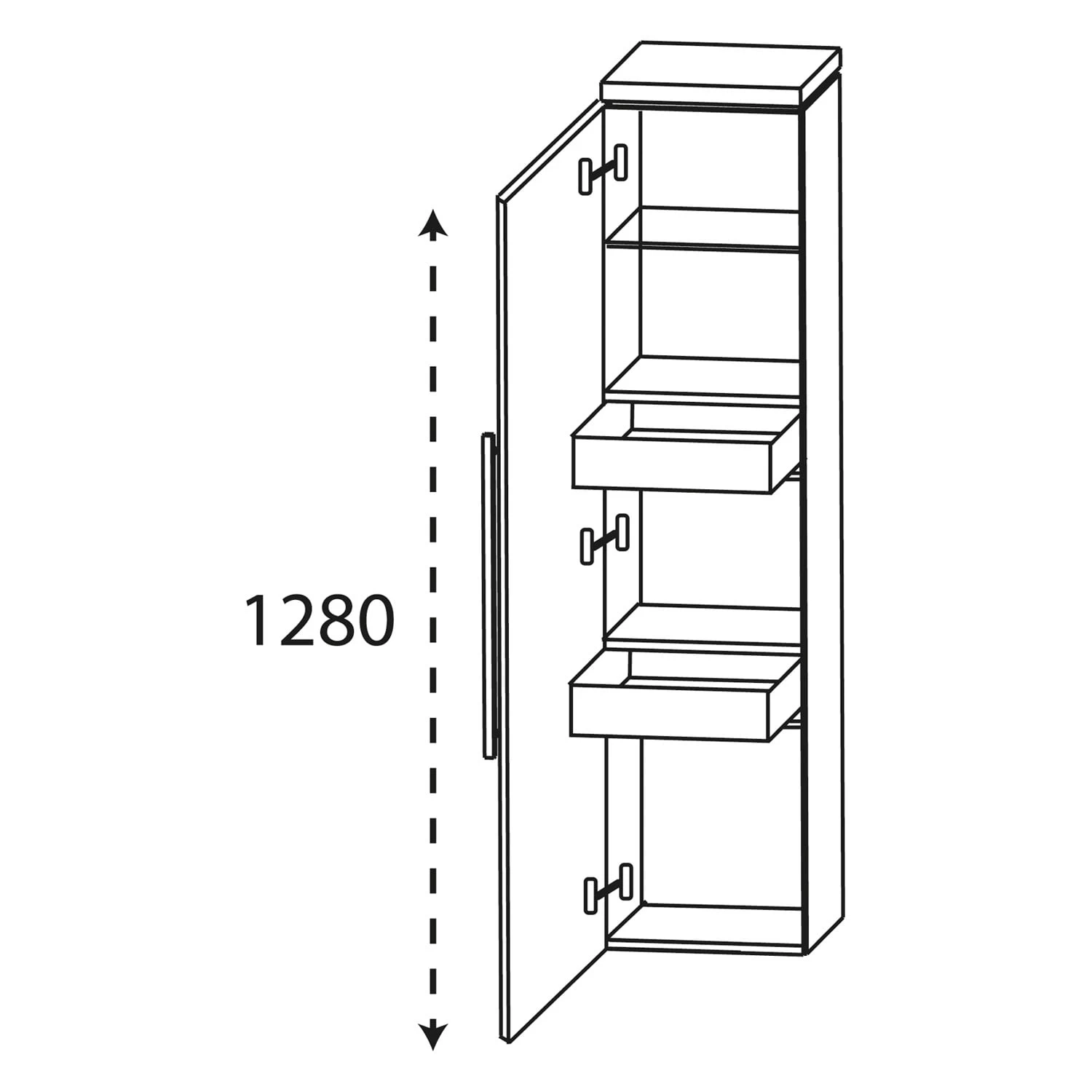 Puris Cool Line Mittelschrank 40 X 30 X 132 Cm Mit 2 Innenschubkästen Und 1 Tür, Anschlag Links, Griff 292 2 Puris Cool Line Mittelschrank 40 X 30 X 132 Cm Mit 2 Innenschubkästen Und 1 Tür, Anschlag Links, Griff 292 – Bild 2