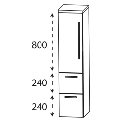 Puris Kao Line Mittelschrank 30 X 130,8 Cm 1 Tür, 2 Auszüge, Griffleiste, Anschlag Links -Badmöbel Verkauf puris kao line hoch und seitenschraenke 12061355