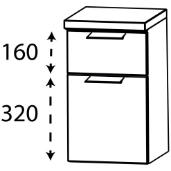 Puris Rounds Unterschrank 30 X 30 X 50,8 Cm Mit 1 Schubkasten, 1 Tür, Anschlag Links, Griff 329
